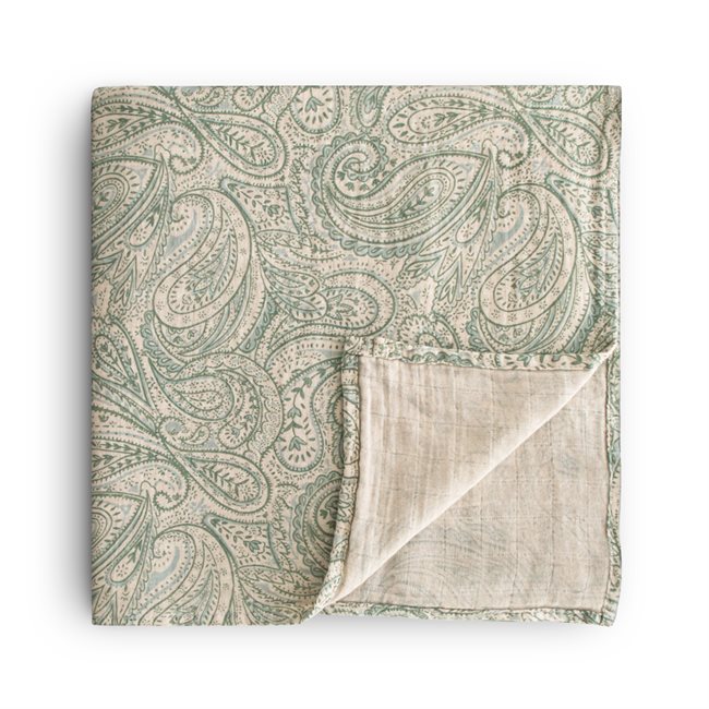 Mushie Swaddle - Green Paisley